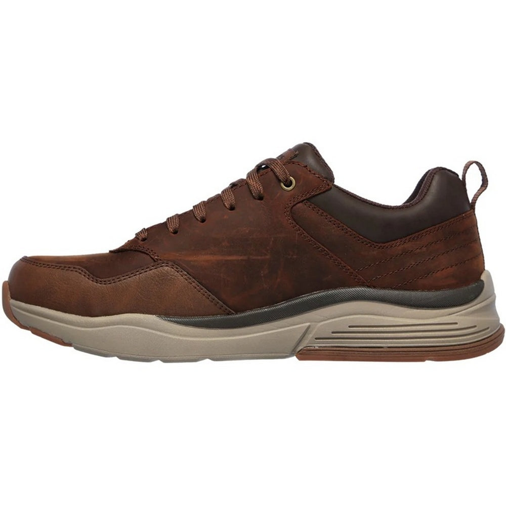 Dark Brown - Side - Skechers Mens Benago - Hombre Leather Trainers