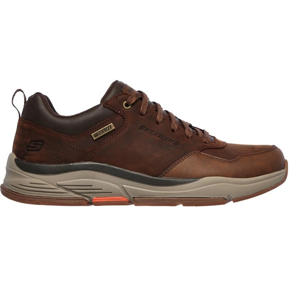 Dark Brown - Lifestyle - Skechers Mens Benago - Hombre Leather Trainers