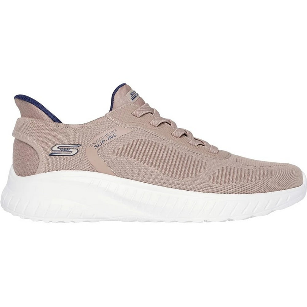 Taupe - Back - Skechers Mens BOBS Sport Squad Chaos Trainers