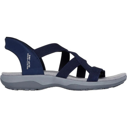 Navy - Pack Shot - Skechers Womens-Ladies Reggae Stretch Flex Slim Sandals