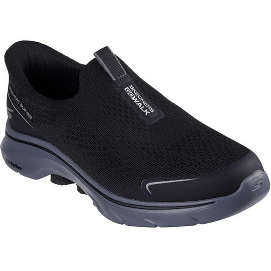 Black-Charcoal - Front - Skechers Mens Go Walk 7 Easy On Evolution Trainers