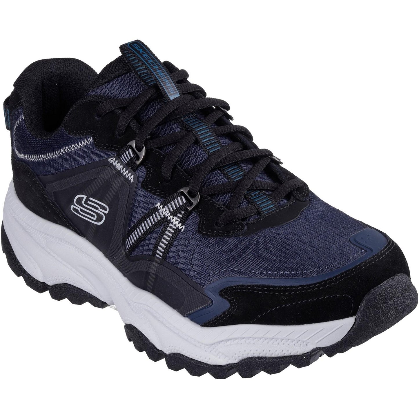 Navy-Grey - Front - Skechers Mens Vigor AT Richwood Leather Trainers