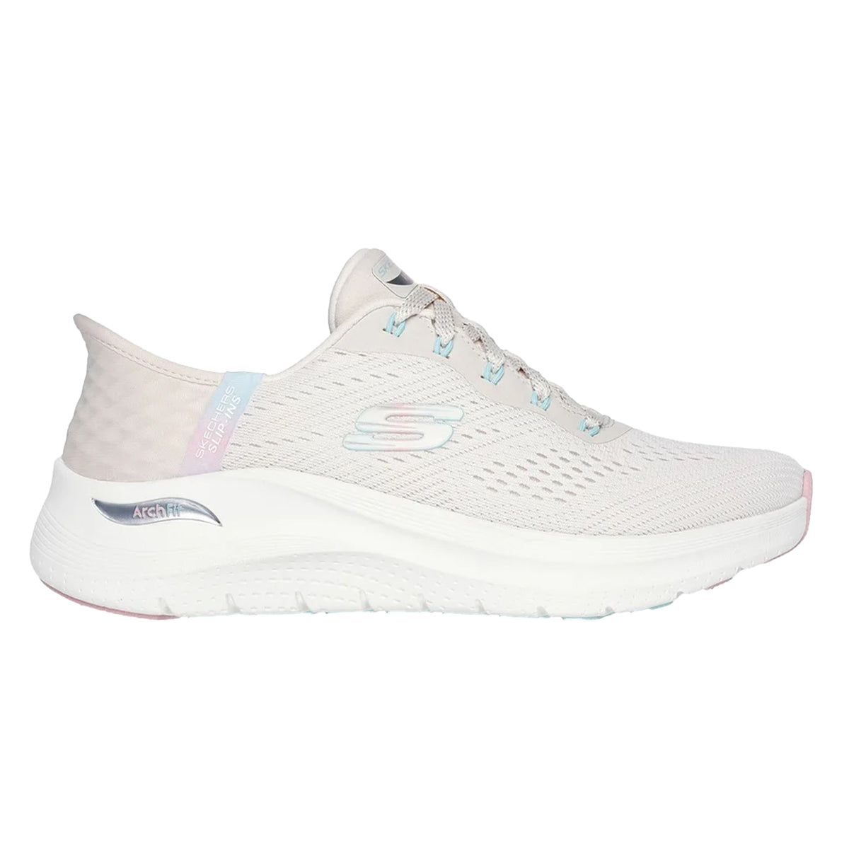 Natural-Pink - Side - Skechers Womens-Ladies Arch Fit 2.0 - Easy Chic Trainers