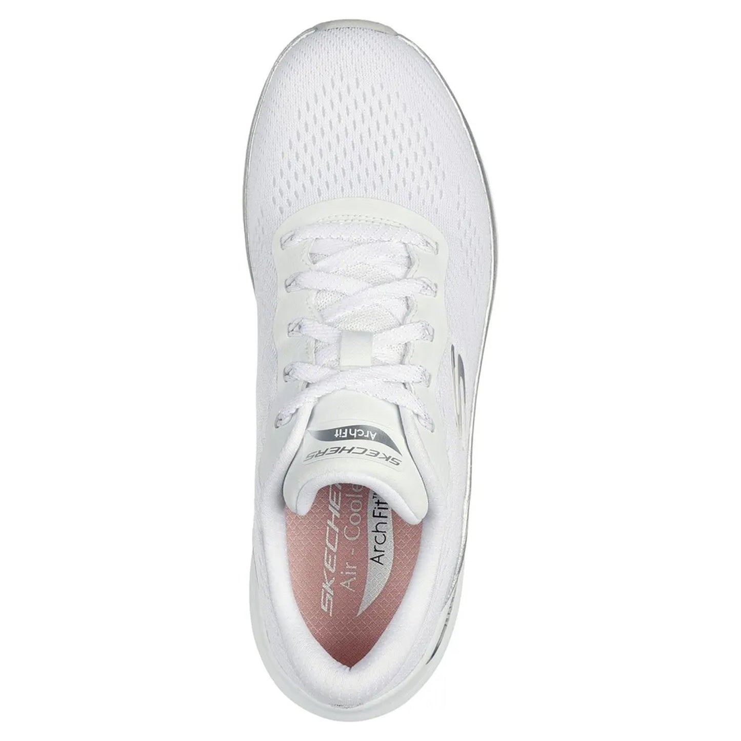 White-Silver - Side - Skechers Womens-Ladies Arch Fit 2.0 Glow The Distance Trainers