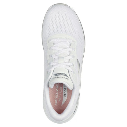 White-Silver - Side - Skechers Womens-Ladies Arch Fit 2.0 Glow The Distance Trainers