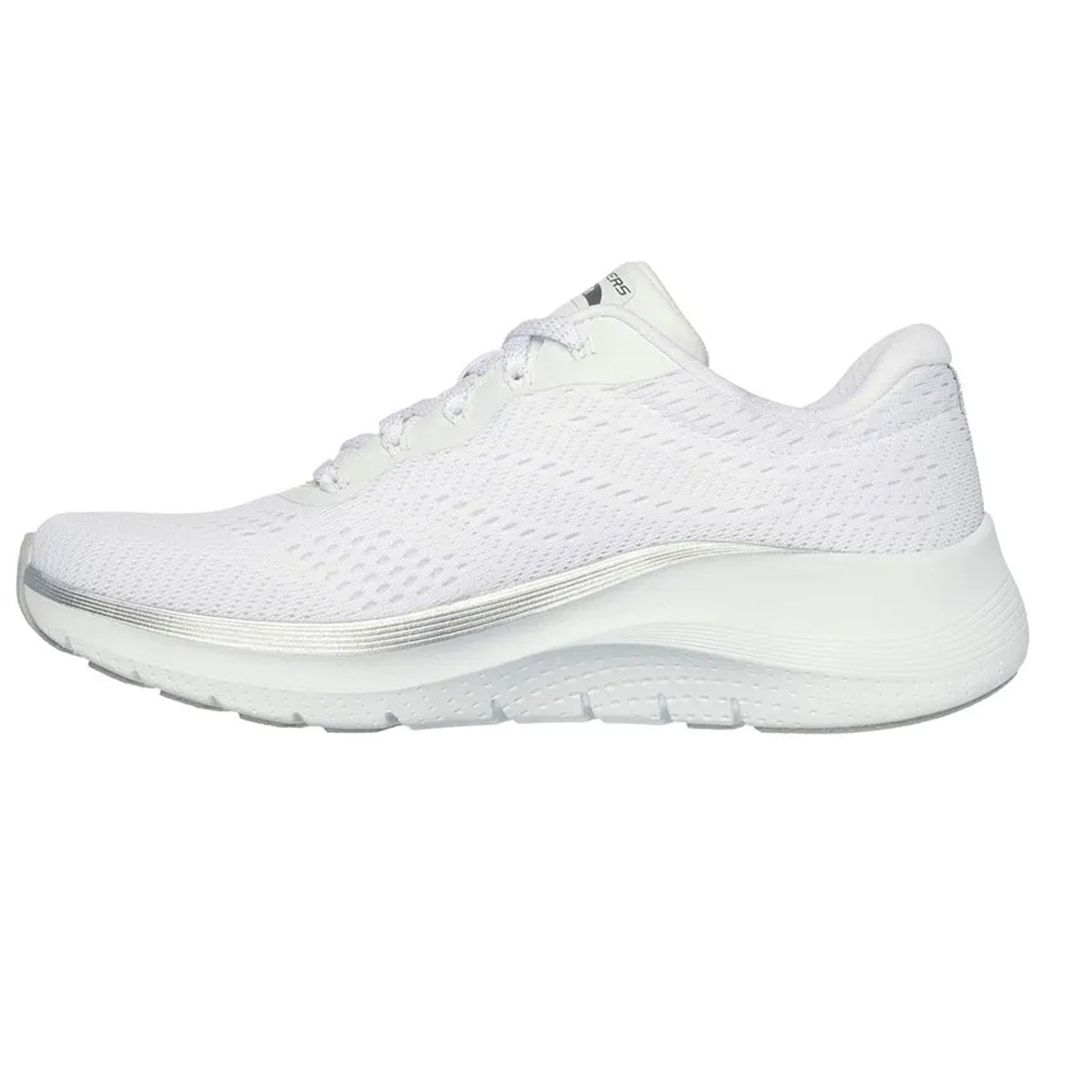 White-Silver - Pack Shot - Skechers Womens-Ladies Arch Fit 2.0 Glow The Distance Trainers
