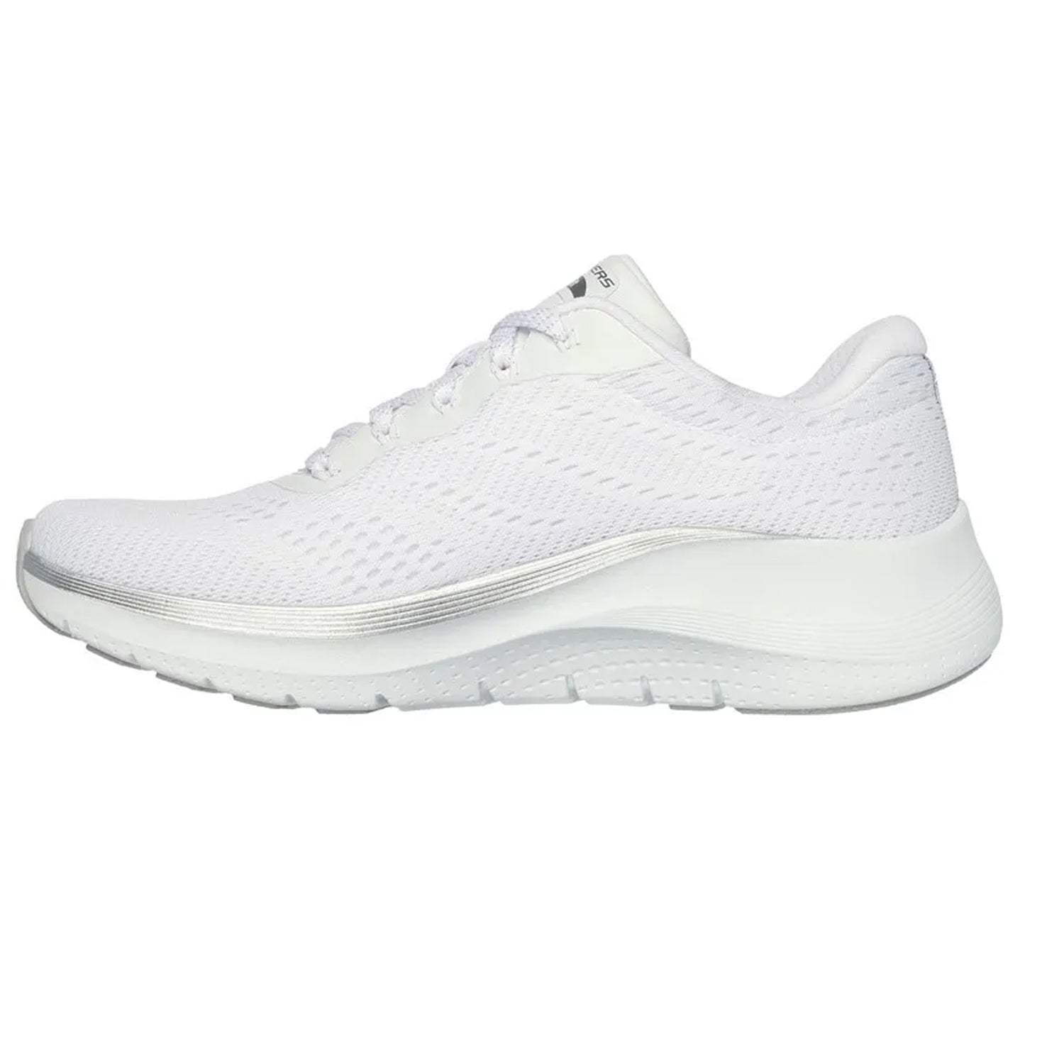 White-Silver - Pack Shot - Skechers Womens-Ladies Arch Fit 2.0 Glow The Distance Trainers