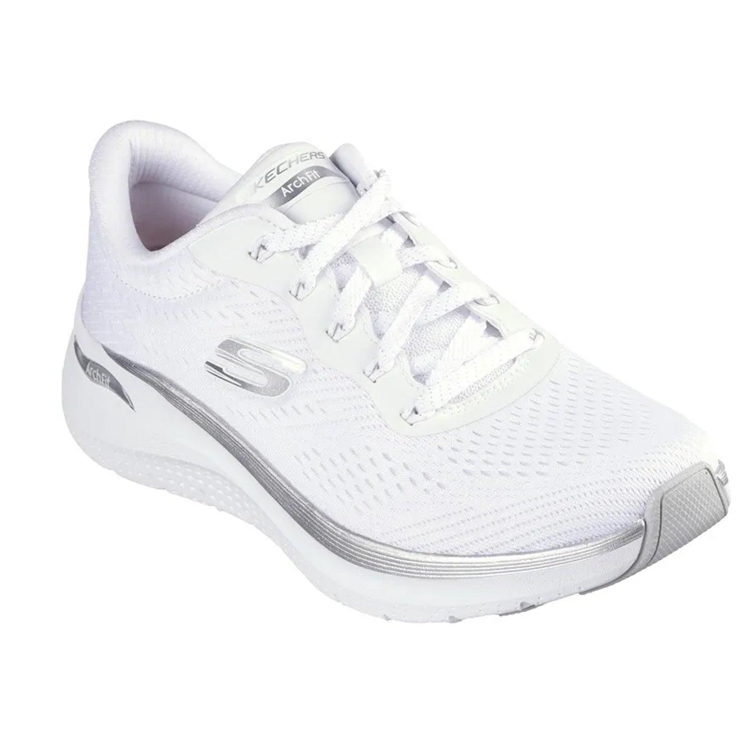 White-Silver - Front - Skechers Womens-Ladies Arch Fit 2.0 Glow The Distance Trainers