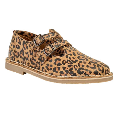 Leopard - Front - POD Womens-Ladies Marley Leopard Print Leather T-Bar Shoes