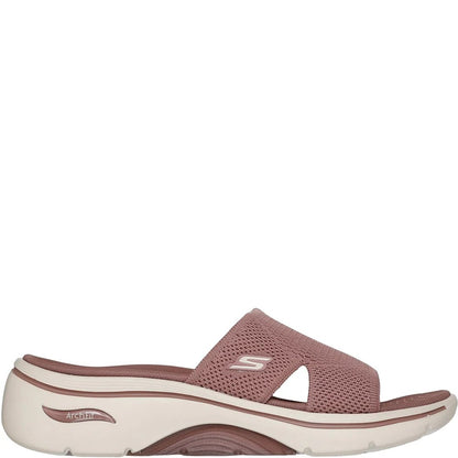 Brown - Side - Skechers Womens-Ladies Go Walk Arch Fit 2.0 Sandals