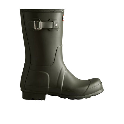 Dark Olive - Side - Hunter Mens Original Wellington Boots