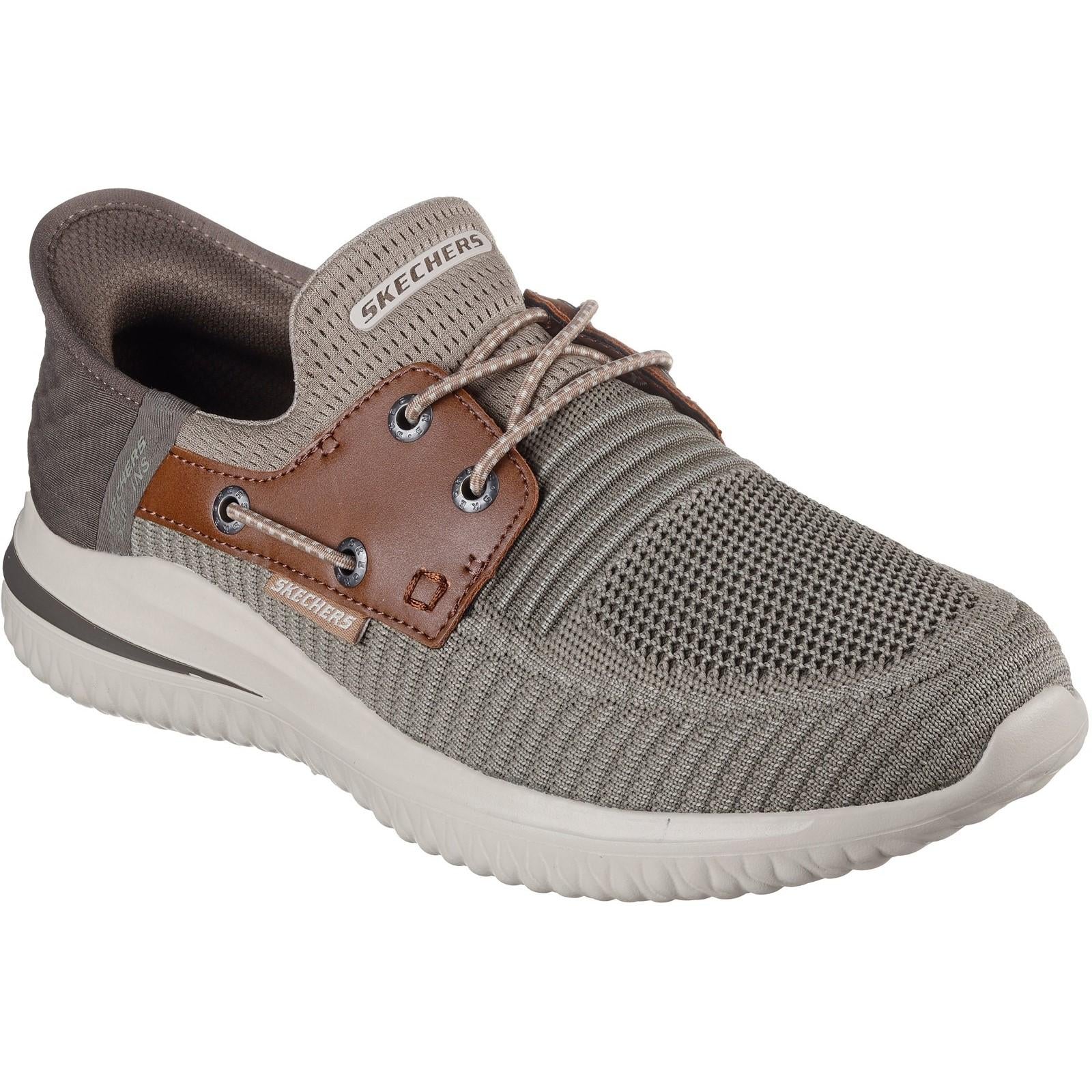 Taupe-Brown - Front - Skechers Mens Delson 3.0 Roth Slip-In Trainers