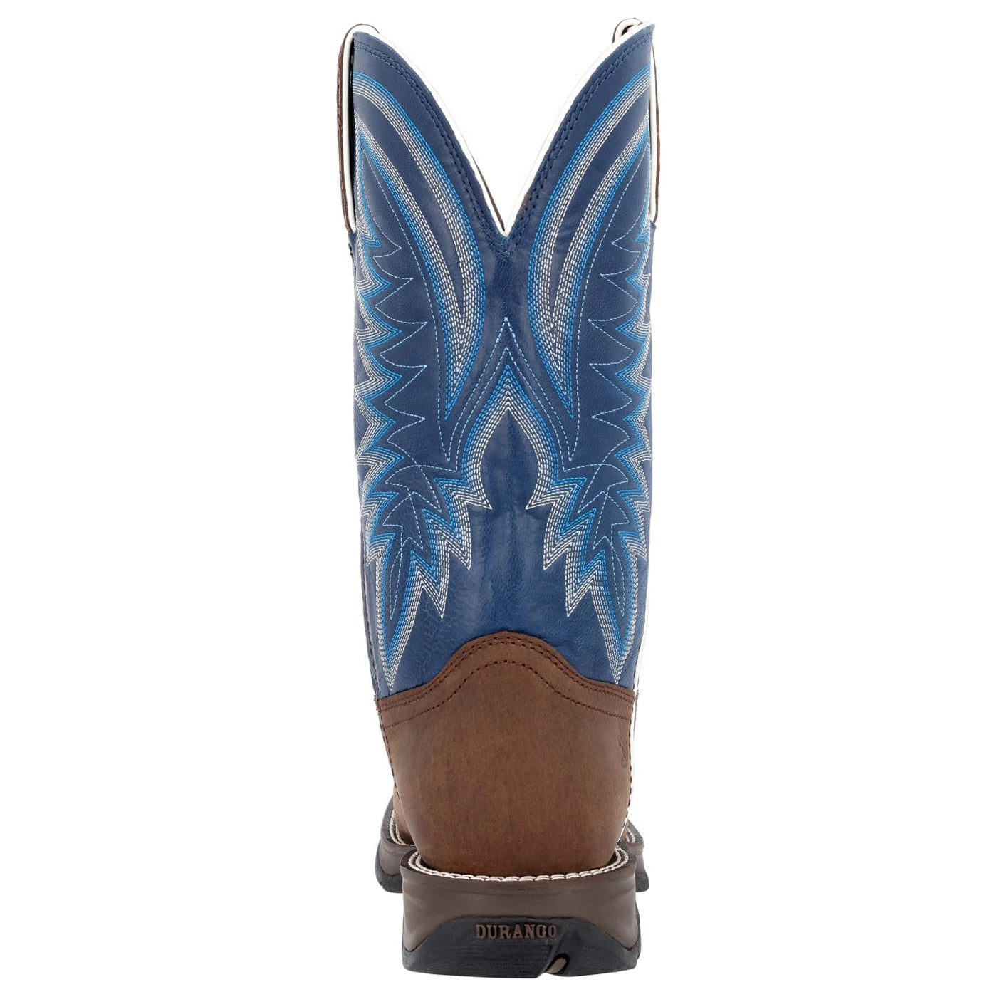 Saddle Brown-Denim Blue - Back - Durango Mens Rebel Full Grain Leather Cowboy Boots