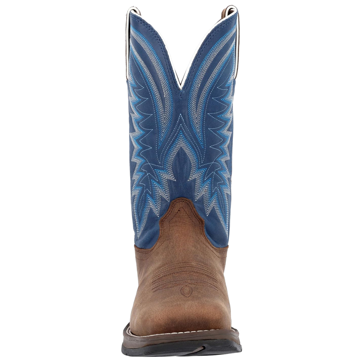 Saddle Brown-Denim Blue - Pack Shot - Durango Mens Rebel Full Grain Leather Cowboy Boots
