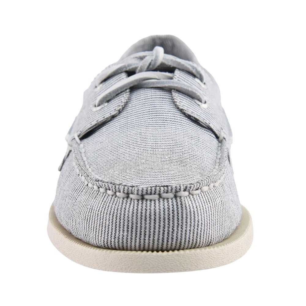 Grey - Pack Shot - Sperry Mens Authentic Original Striped Suede Boat Shoes