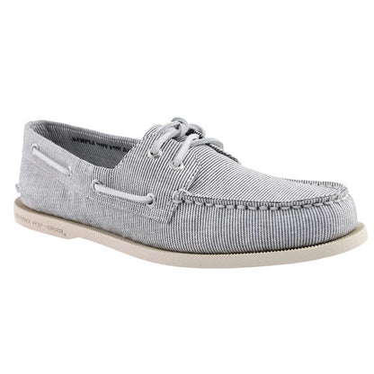 Grey - Front - Sperry Mens Authentic Original Striped Suede Boat Shoes