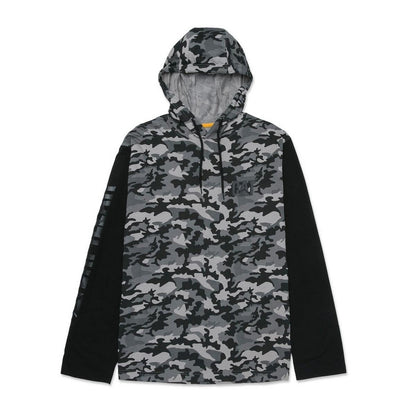 Stone - Front - Caterpillar Mens Hooded Long-Sleeved T-Shirt