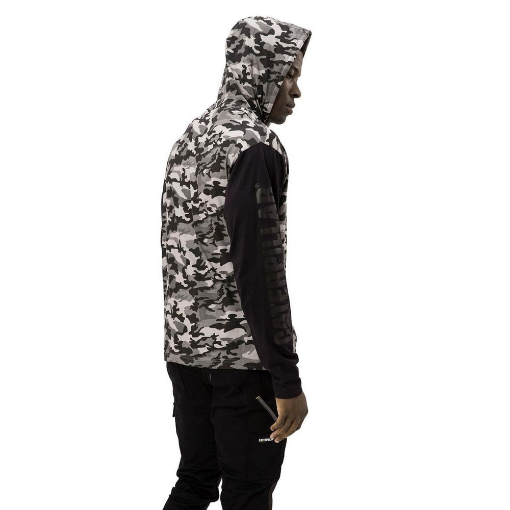 Stone - Side - Caterpillar Mens Hooded Long-Sleeved T-Shirt