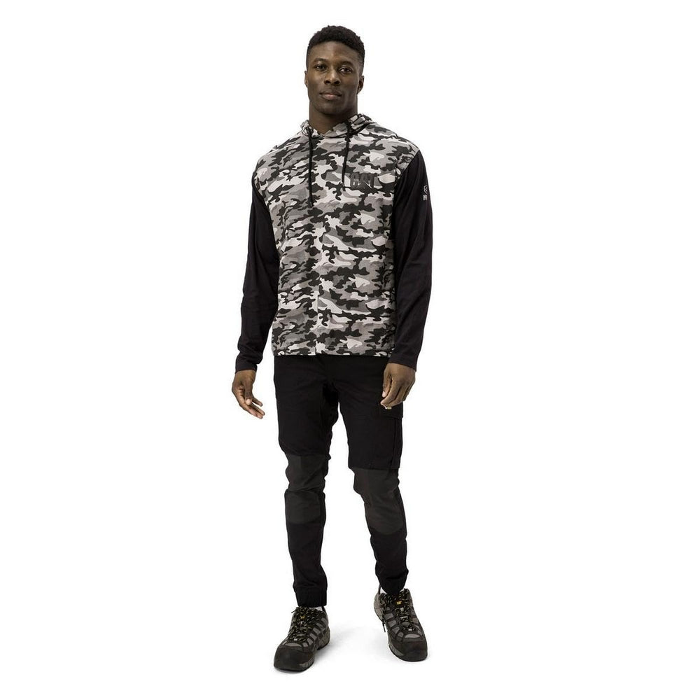Stone - Lifestyle - Caterpillar Mens Hooded Long-Sleeved T-Shirt