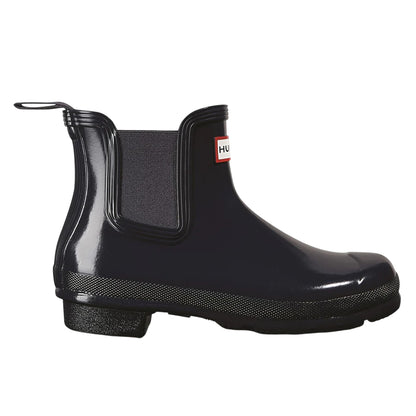 Navy - Back - Hunter Womens-Ladies Original Gloss Chelsea Boots