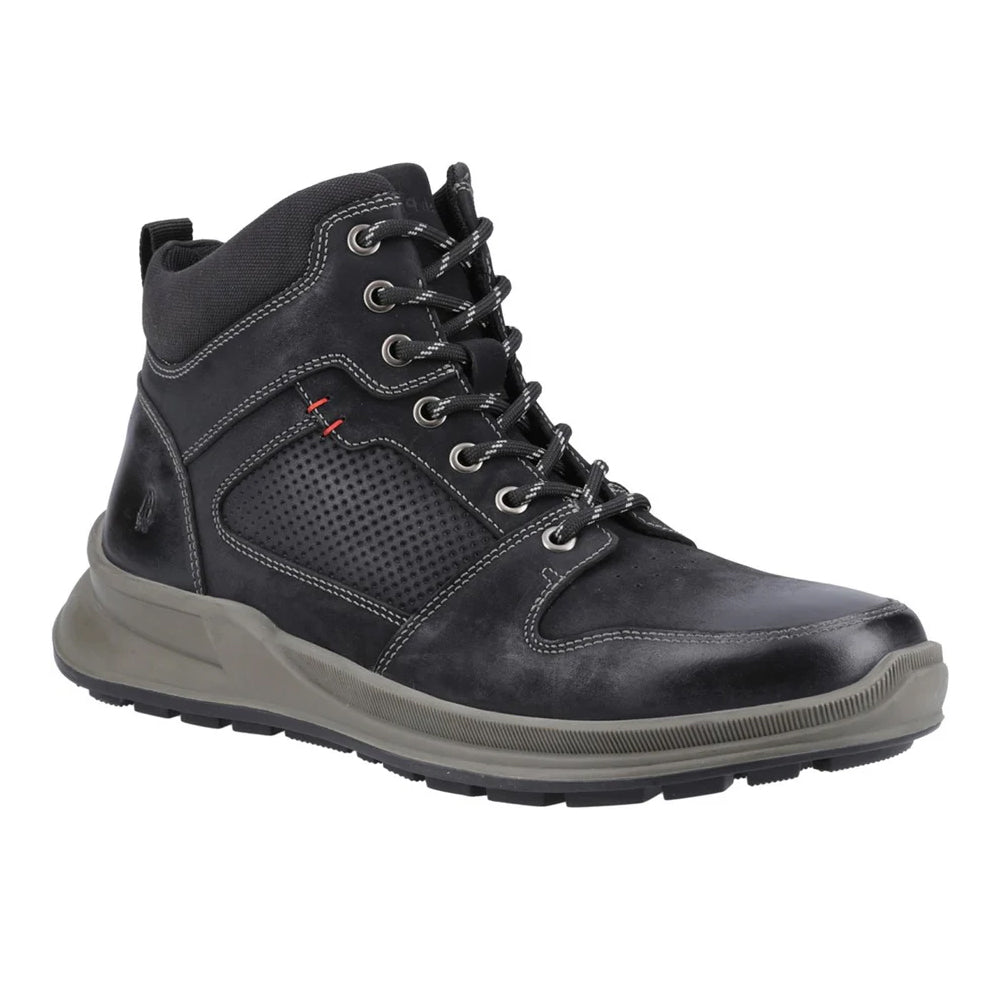 Black - Front - Hush Puppies Mens Arnie Leather Ankle Boots