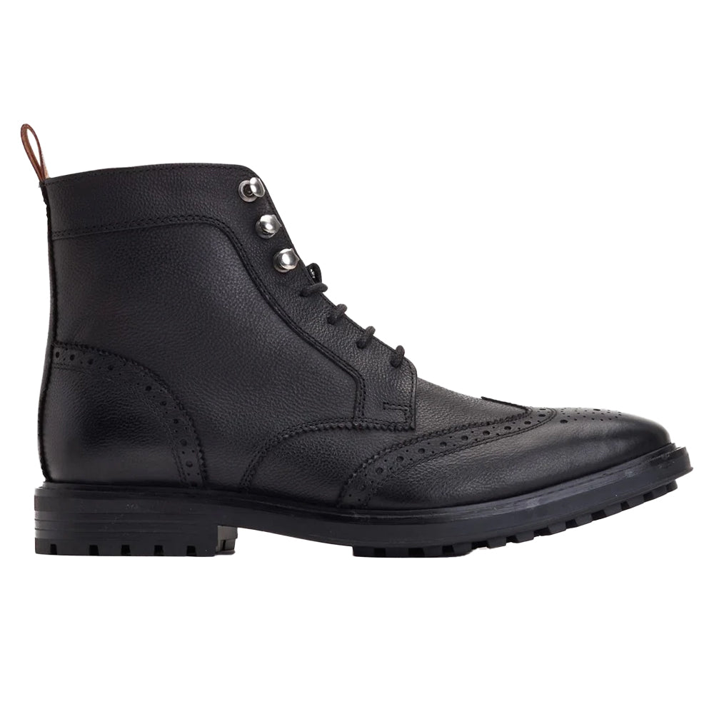 Black - Side - Base London Mens Hemlock Ankle Brogues