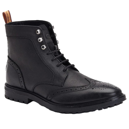 Black - Front - Base London Mens Hemlock Ankle Brogues