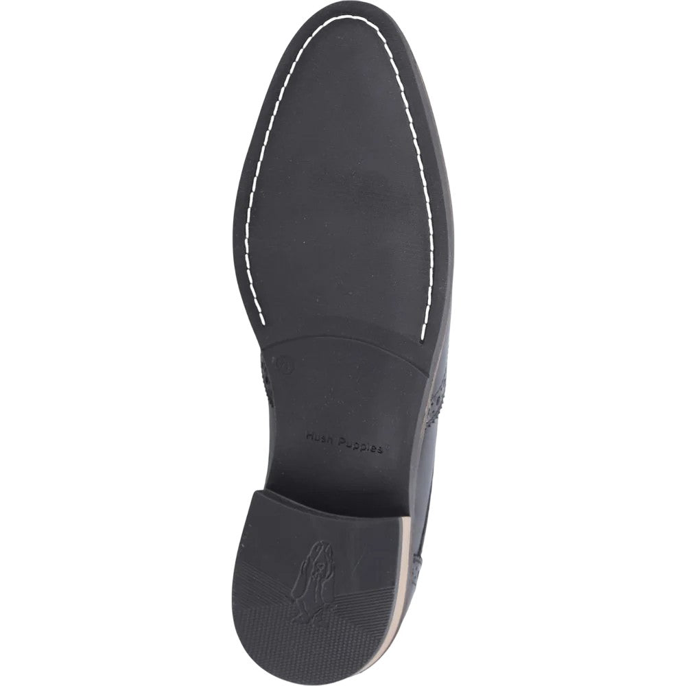 Black - Side - Hush Puppies Mens Dustin Cow Leather Brogues