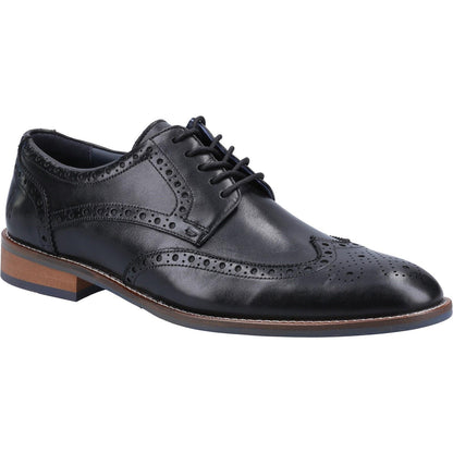 Black - Front - Hush Puppies Mens Dustin Cow Leather Brogues