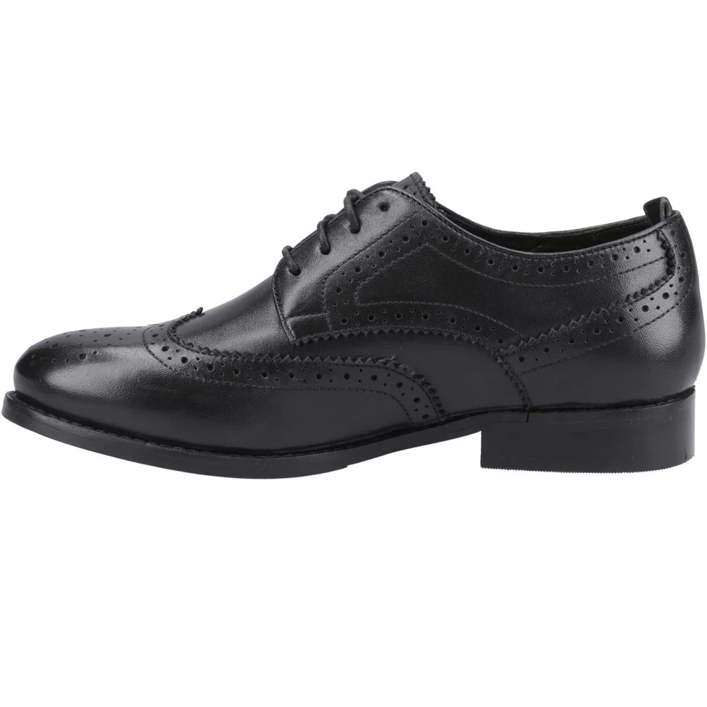 Black-Black - Lifestyle - Hush Puppies Womens-Ladies Natalia Leather Brogues