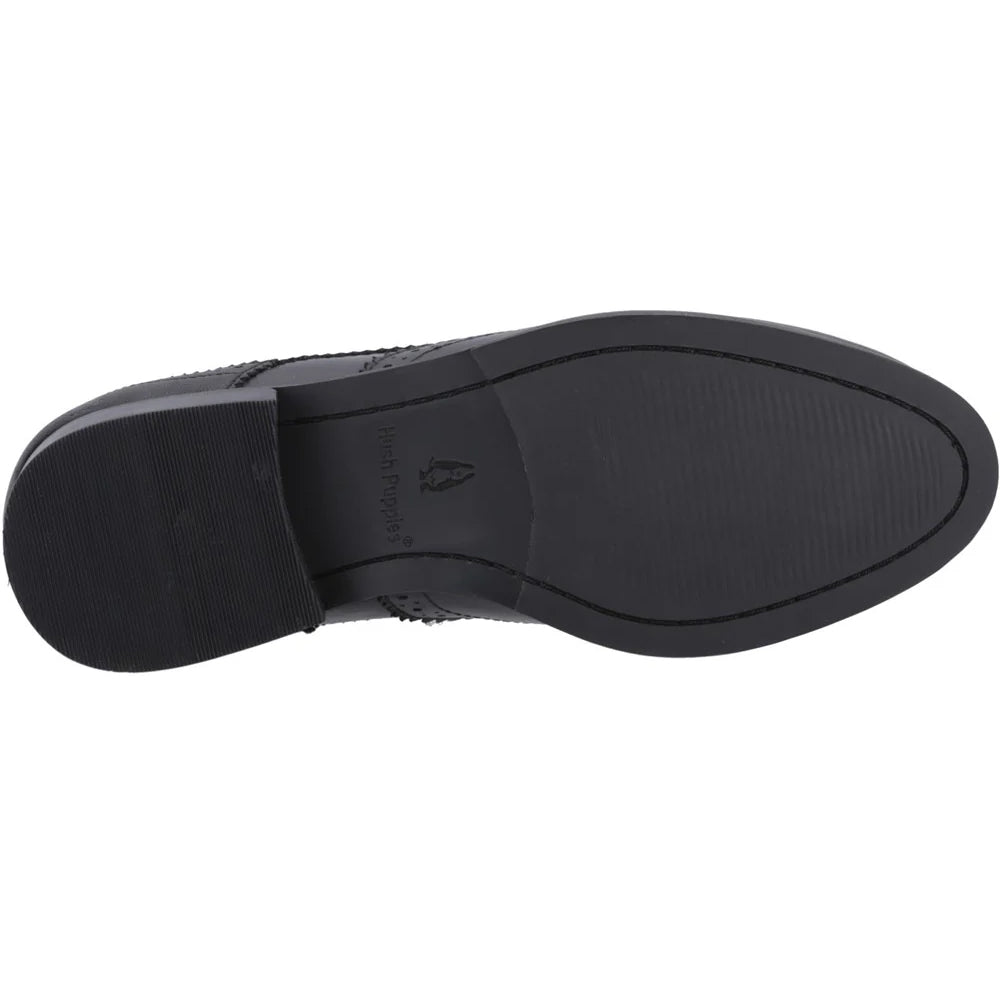 Black-Black - Back - Hush Puppies Womens-Ladies Natalia Leather Brogues
