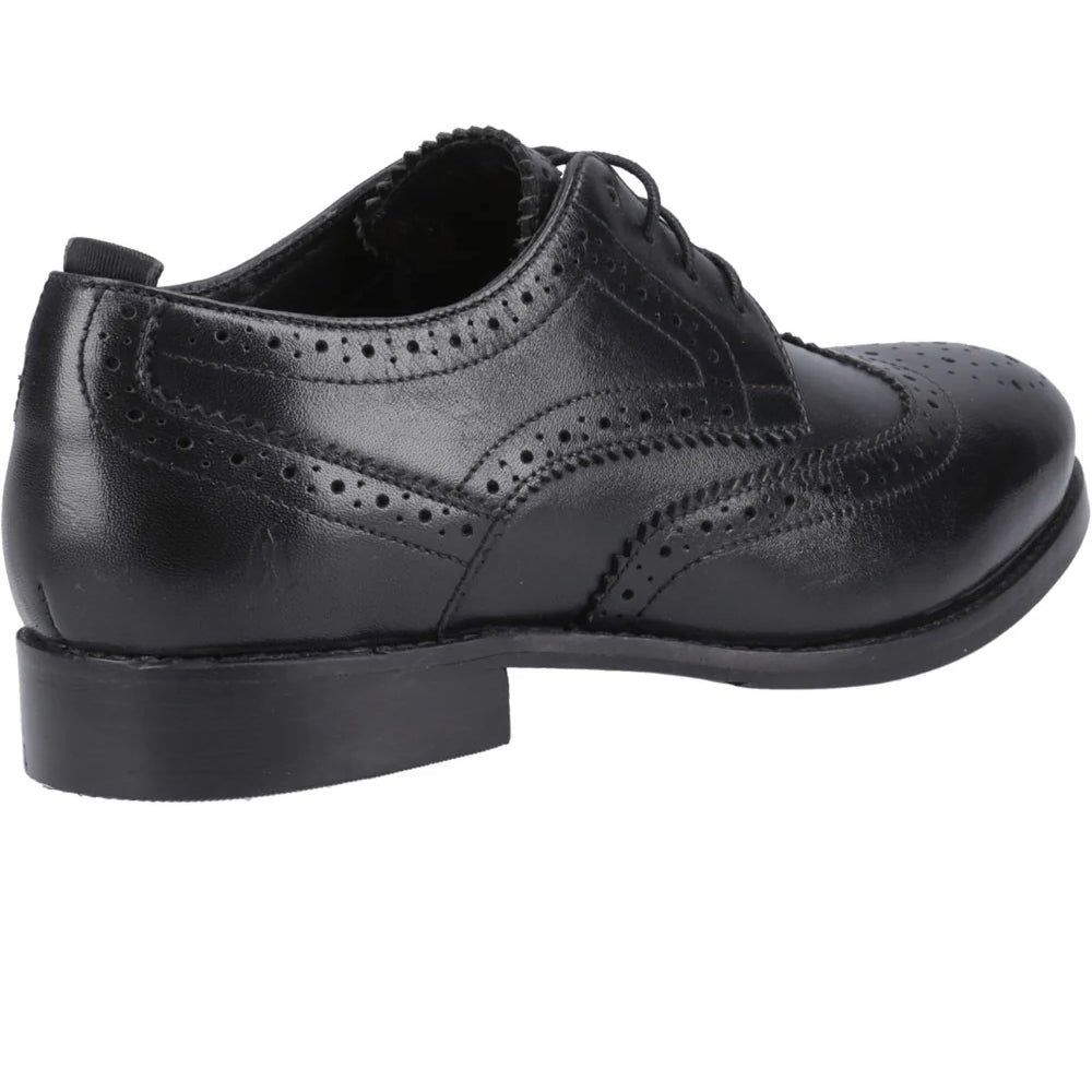 Black-Black - Pack Shot - Hush Puppies Womens-Ladies Natalia Leather Brogues
