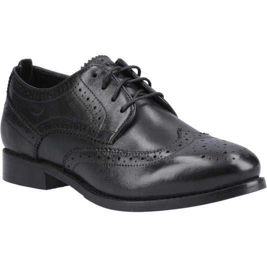 Black-Black - Front - Hush Puppies Womens-Ladies Natalia Leather Brogues