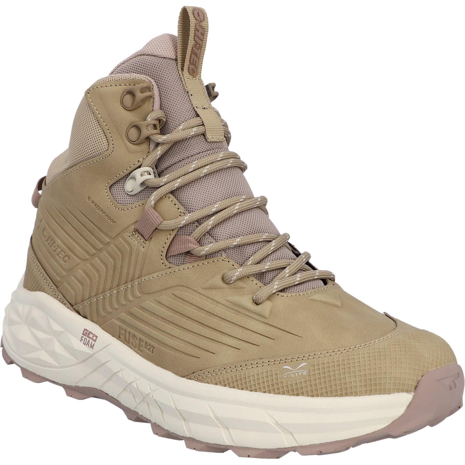 Taupe-Whitecap Grey-Warm Taupe - Front - Hi-Tec Womens-Ladies Fuse Trek Mid Boots