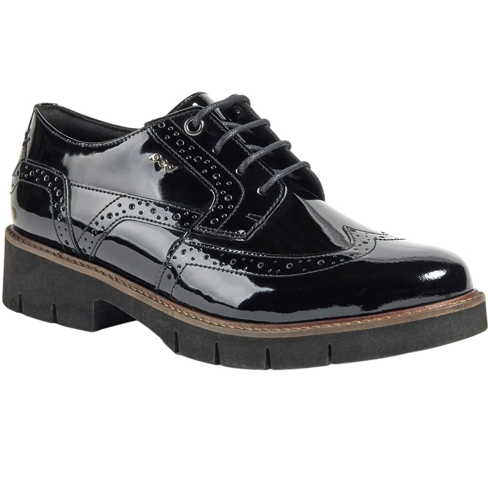 Black - Front - POD Womens-Ladies Kacey Leather Brogues