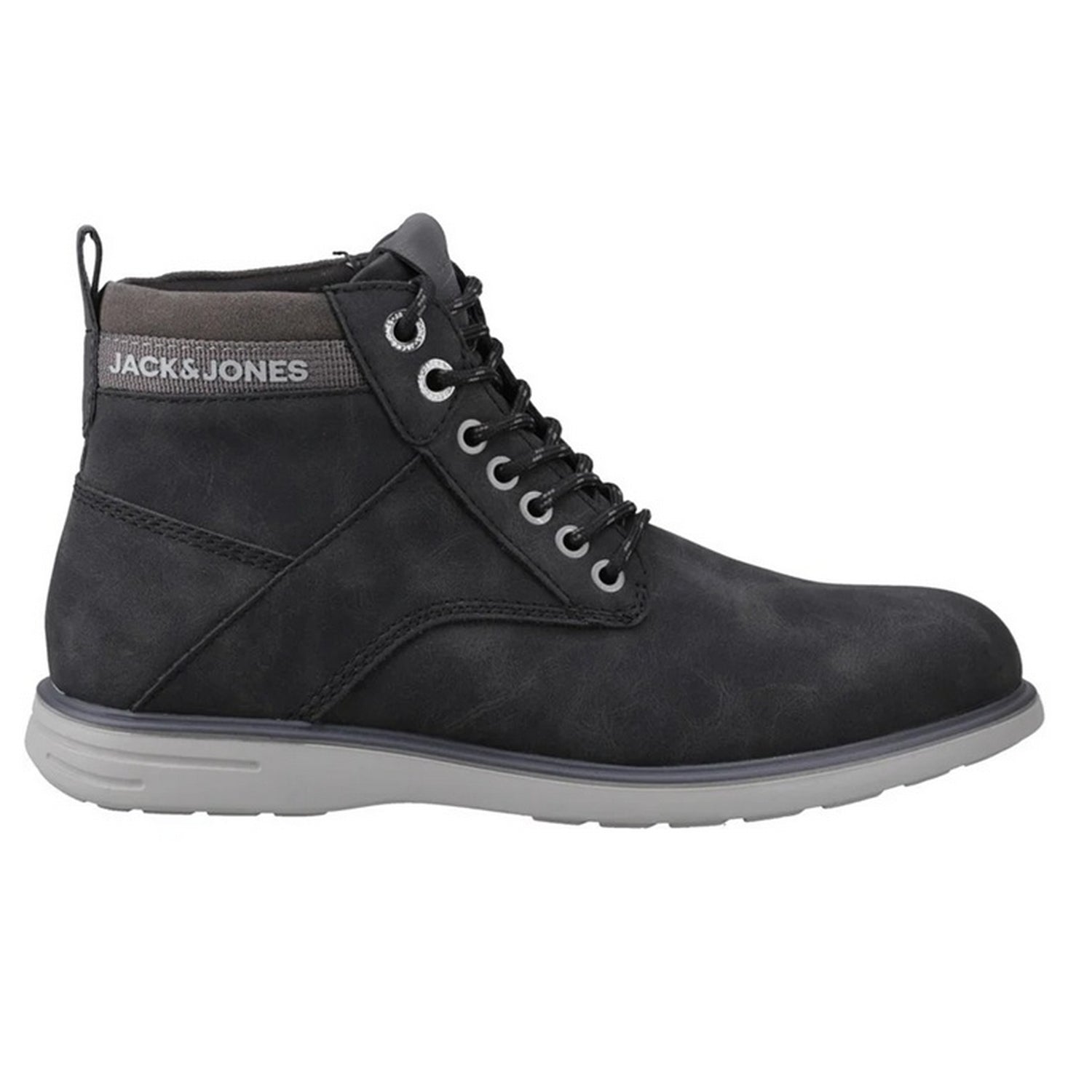 Anthracite - Side - Jack And Jones Mens Denver Combo Ankle Boots