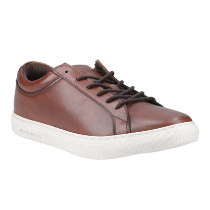 Cognac - Front - Jack And Jones Mens Galaxy Leather Trainers