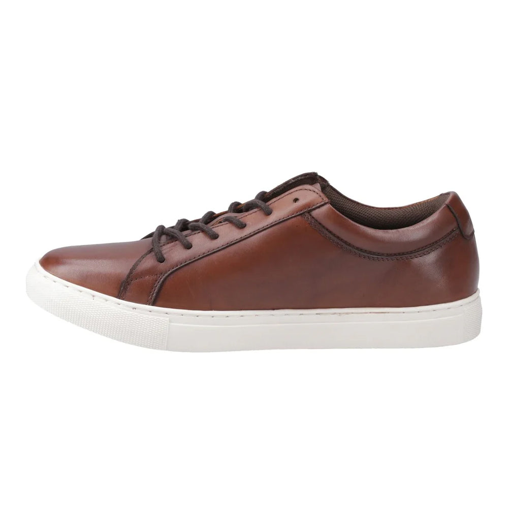 Cognac - Side - Jack And Jones Mens Galaxy Leather Trainers