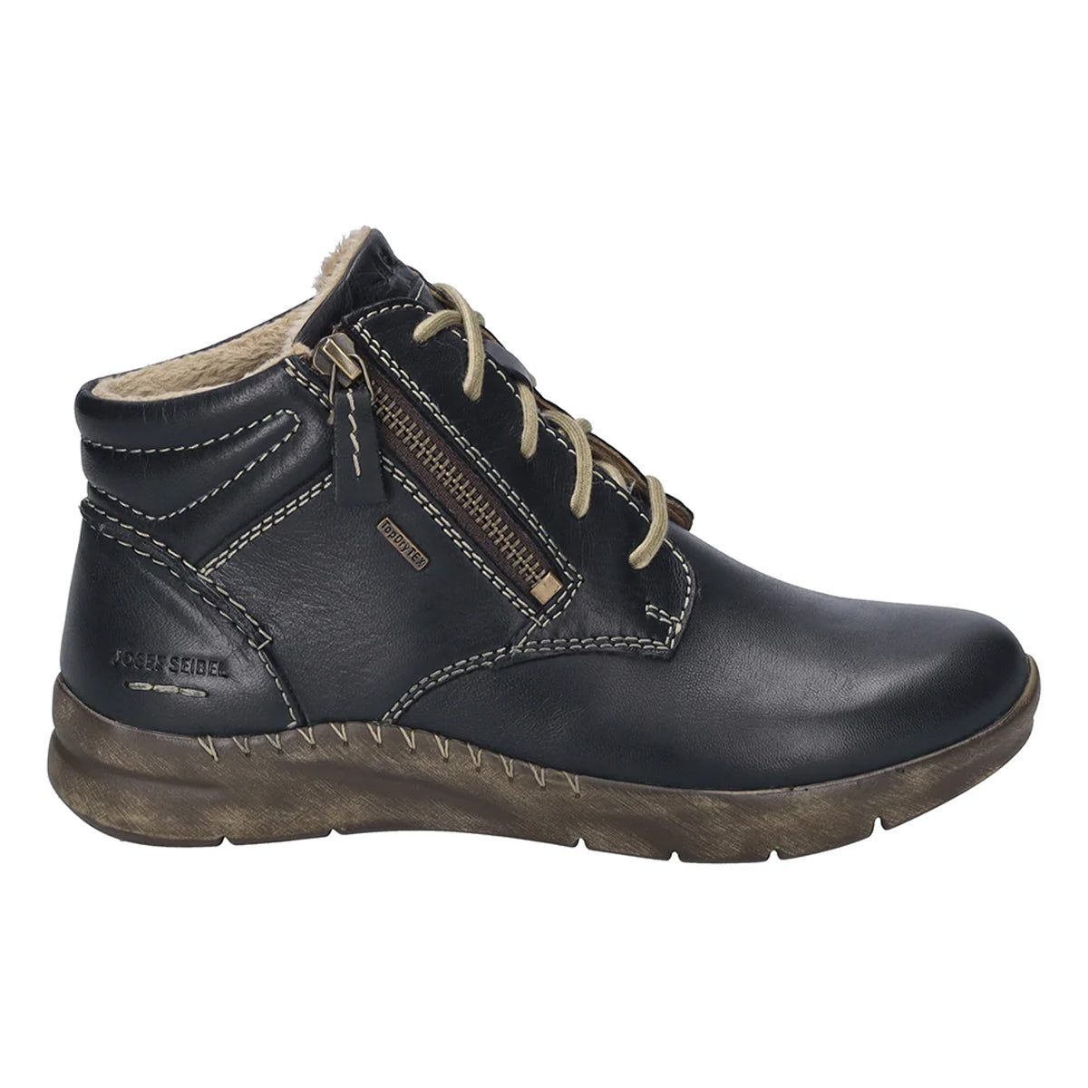 Black - Side - Josef Seibel Womens-Ladies Conny 52 Leather Ankle Boots