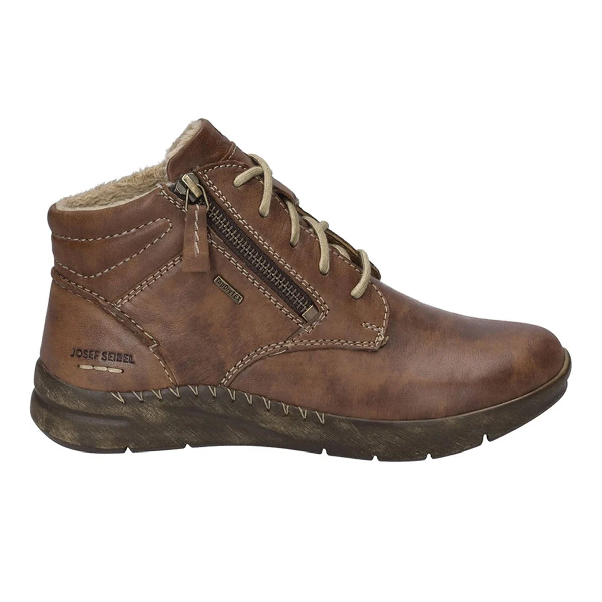 Brown Cognac - Side - Josef Seibel Womens-Ladies Conny 52 Leather Ankle Boots