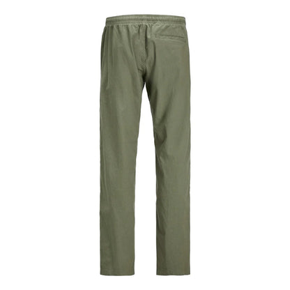 Olive Green - Back - Jack And Jones Mens Linen Blend Relaxed Fit Trousers