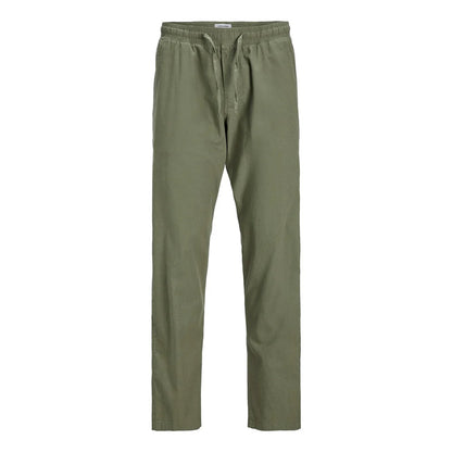 Olive Green - Front - Jack And Jones Mens Linen Blend Relaxed Fit Trousers