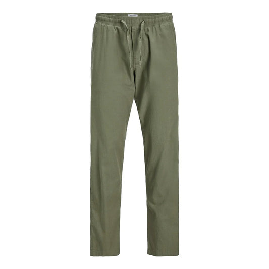 Olive Green - Front - Jack And Jones Mens Linen Blend Relaxed Fit Trousers