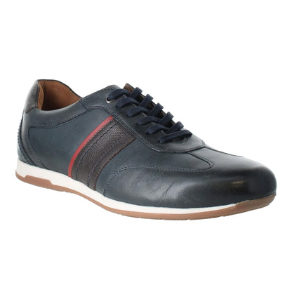 Dark Navy - Front - Josef Seibel Mens Colby 04 Leather Trainers