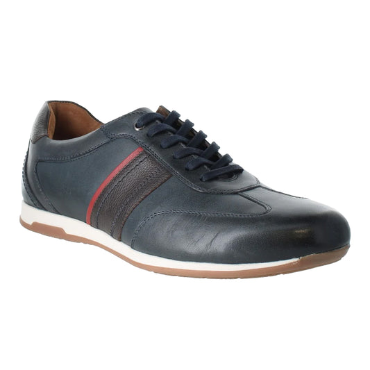 Dark Navy - Front - Josef Seibel Mens Colby 04 Leather Trainers