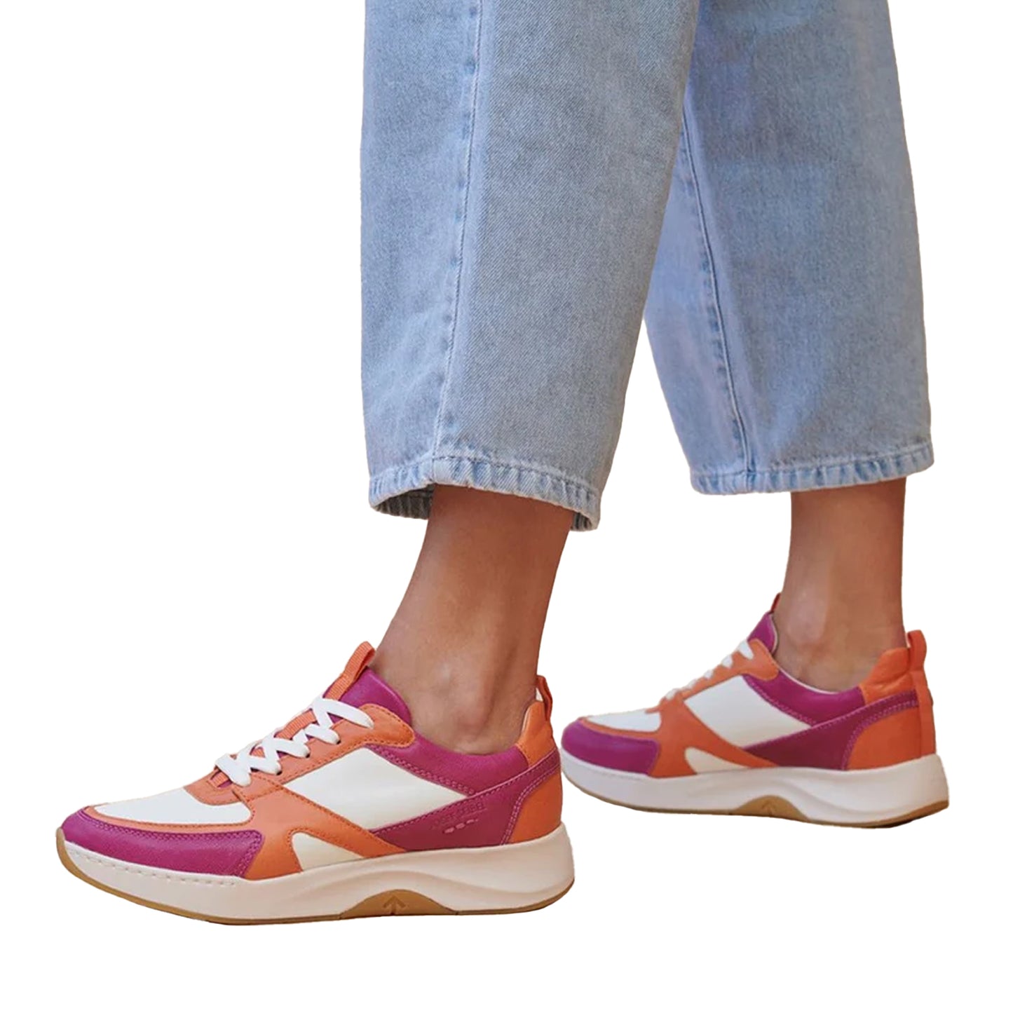 Red-Orange-White - Close up - Josef Seibel Womens-Ladies Elli 09 Leather Trainers
