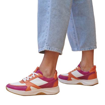 Red-Orange-White - Close up - Josef Seibel Womens-Ladies Elli 09 Leather Trainers