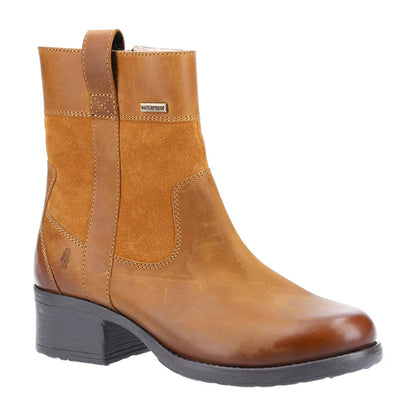 Tan - Front - Hush Puppies Womens-Ladies Saskia Leather Boots