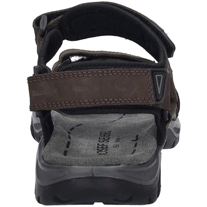 Brown - Back - Josef Seibel Mens Arlo 01 Leather Sandals