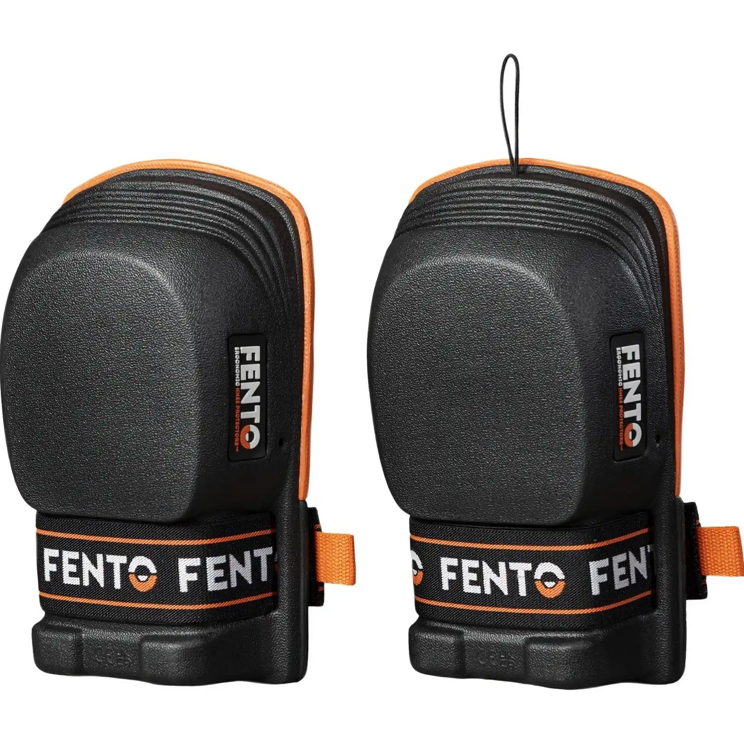 Black-Orange - Side - Fento Original Hard Cap Knee Pads (Pack of 2)